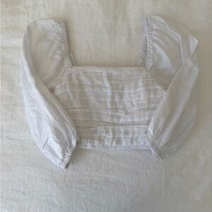 FAITHFULL White Puff Sleeve Square Neck Crop Top